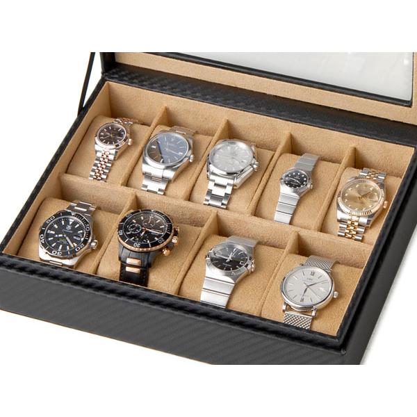 訳あり ボンド汚れ、小キズ 時計収納ケース ウォッチケース CABOX8 カーボン調 9本収納時計ケ...