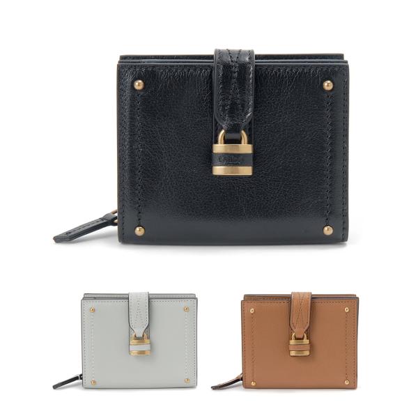 訳あり　カード入れ1番上に汚れあり　クロエ Chloe 二つ折り財布 アクアグレイ レディース CH...