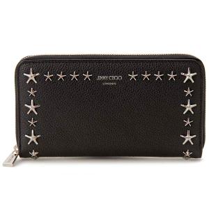 希少　JIMMY CHOO　長財布　ラウンドジップ　スタッズ　黒　シボ革 JIMMY CHOO ラウンドファスナー 長財布 シボ革 スタッズ