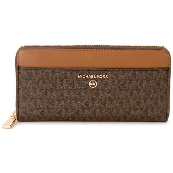 訳あり　箱不良　MICHAEL KORS マイケルコース ラウンドファスナー長財布 ブラウン 34H...