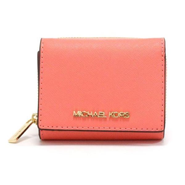 訳あり 黒い小さなシミあり MICHAEL KORS マイケルコース 三つ折り財布 ピンク 35H9...