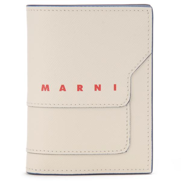 訳あり　正面上部に生地不良（一部明るい部分あり）　MARNI マルニ 二つ折り財布 レディース シェ...