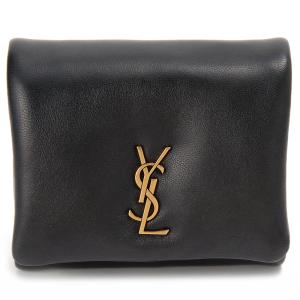 YSL ブラックレザー 二つ折り財布　サンローラン YVES SAINT LAURENT イヴサンローラン 長財布 二つ折り長財布