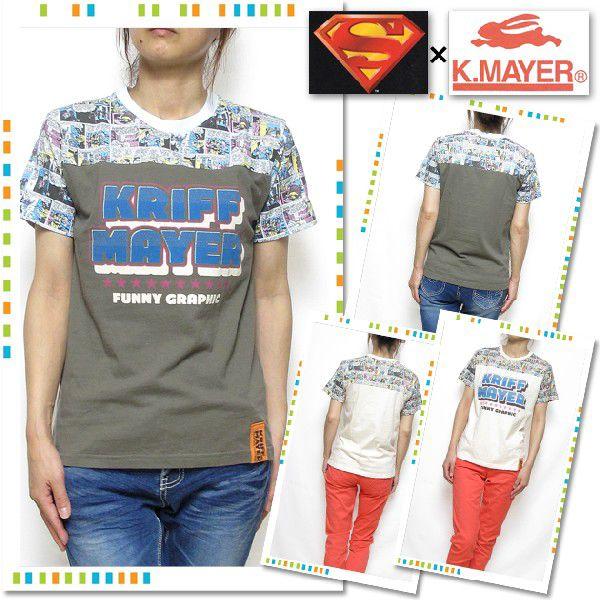 セールクリフメイヤーKRIFFMAYERレディーススーパーマンアメコミプリント半袖Tシャツスーパーマ...