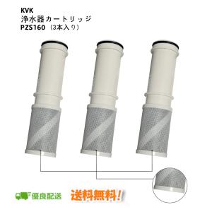 【PZS160】 KVK KM6001EC等用浄水カートリッジ（3本入り）PZS160-3 カートリッジ 浄水 浄水器カートリッジ pzs160交換の目安：約4ヶ月に1本メーカー純正品