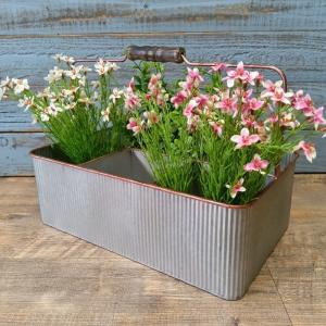 アンティーク 2連 ブリキ バケツ HEARTFUL GARDEN ガーデニング