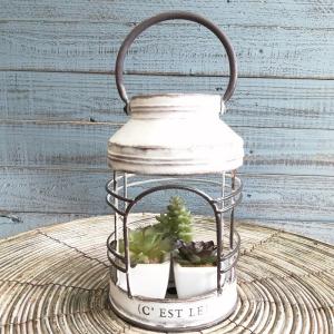 古い鉄製ミルク缶　店舗　庭飾り　花台　ガーデニング飾り　傘立てに s-toolbox_mt-5003