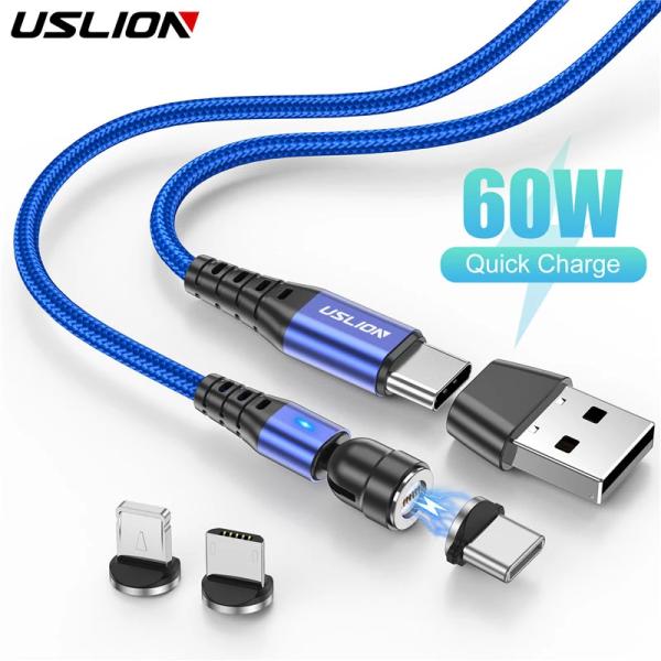 （type-c 1mケーブル）Uslion pd 60ワット3A高速充電540 ° 回転させて磁気ケ...