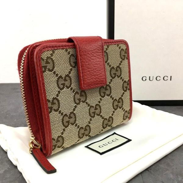 ☆送料無料☆ 未使用品 GUCCI コンパクトウォレット 346096 GGキャンバス レッド 箱付...