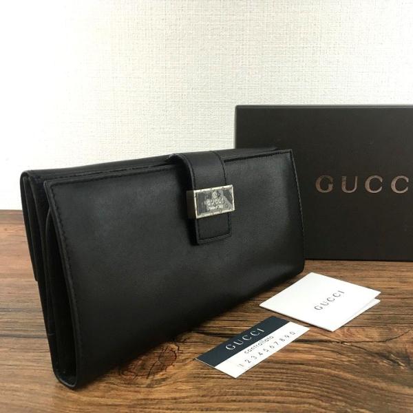 ☆送料無料☆ 美品 GUCCI 長財布 035.0416.2103 ブラック Wホック財布 箱付き ...