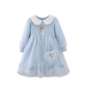 ドレス 長袖 アナ雪 服 ベビー/キッズ バッグ付き インナー綿100％ ファスナーなし 女の子 ワンピース アナ雪ドレス 子供 秋冬 90/100/110/120/130/140