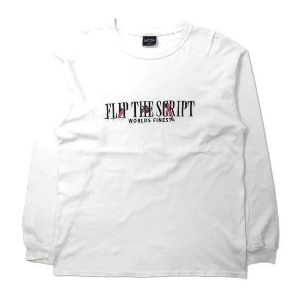 FLIP THE SCRIPT ロングスリーブTシャツ L ホワイト コットン ロゴ刺繍