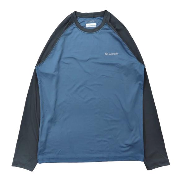 COLUMBIA ラグランスリーブTシャツ S ブルー ポリエステル OMNI-SHADE