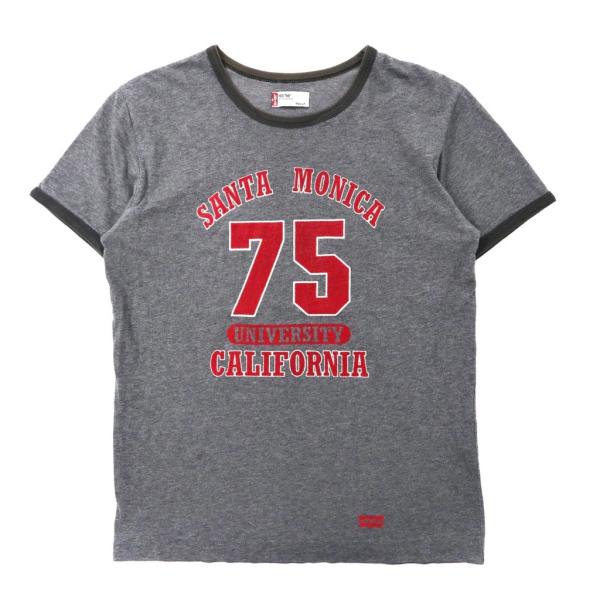 LEVI&apos;S RED TAB リンガーTシャツ M グレー コットン ナンバリング カレッジプリント