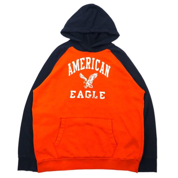 AMERICAN EAGLE OUTFITTERS プルオーバーパーカー XL オレンジ コットン ...