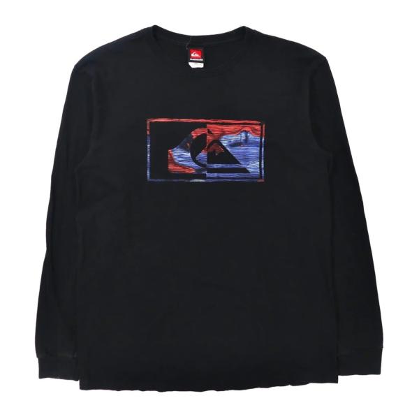 QUIKSILVER ビッグサイズ ロゴプリント ロングスリーブTシャツ L ブラック コットン メ...