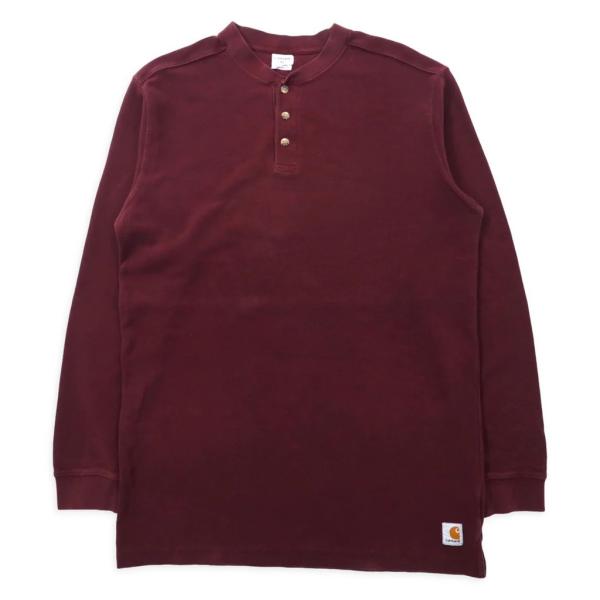 CARHARTT ビッグサイズ サーマル ヘンリーネック ロングスリーブTシャツ M ボルドー コッ...