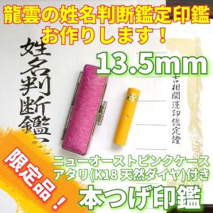 【本つげ印鑑 アタリ付(K18 天然ダイヤ) 13.5mm 吉相体】印鑑 オーダー 就職祝い 男性 女性 銀行印 実印 プレゼント 贈り物 鑑定書 開運グッズ 開運 結婚祝い