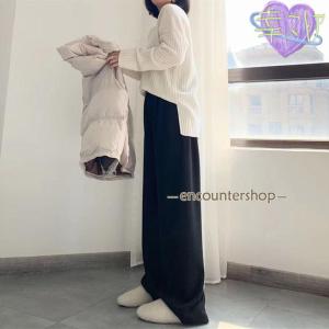 ワイドパンツ 冬 レディース ニットパンツ ガ...の詳細画像2