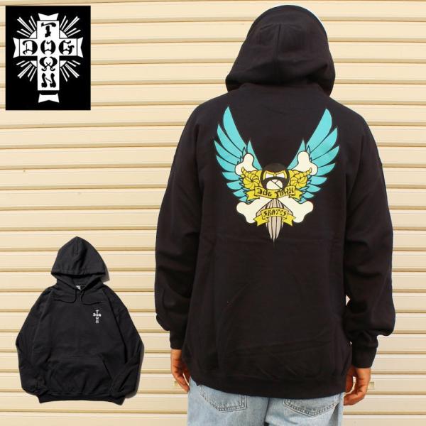 DOGTOWN ドッグタウン CROSS BONES HOODIE スウェットパーカ ブラック プリ...