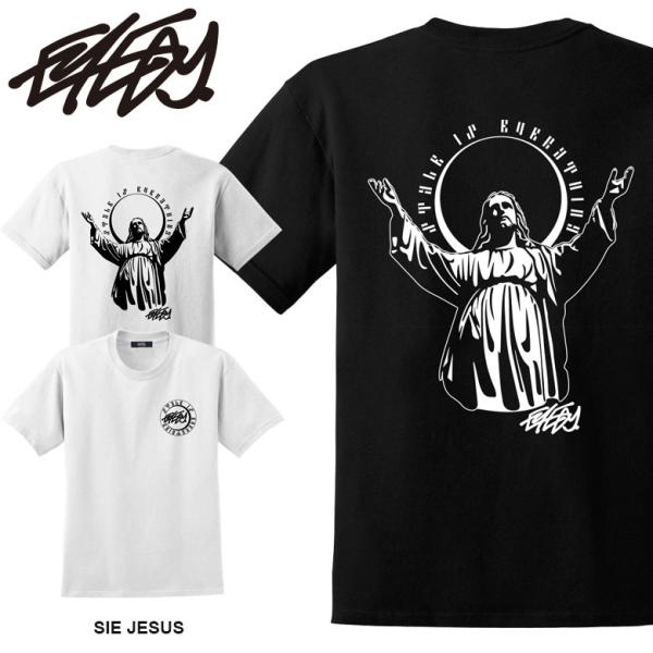EYEDY アイディー SIE JESUS ショートスリーブTシャツ 大きいサイズ WHTIE BL...
