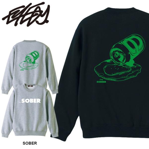 アイディー EYEDY SOBER スウェット クルーネック 裏起毛 トレーナー ロゴメンズ ブラン...