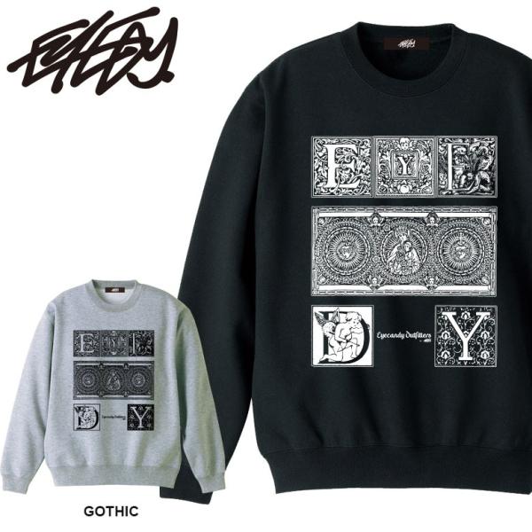アイディー EYEDY GOTHIC ゴシック スウェット クルーネック 裏起毛 トレーナー ロゴメ...
