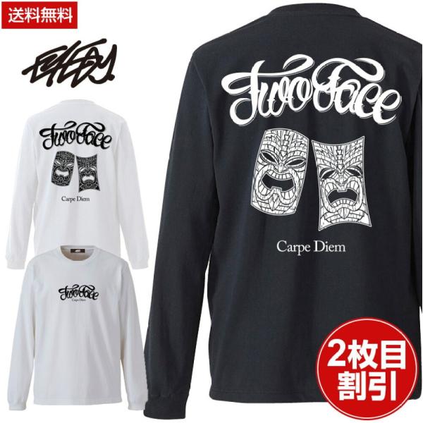 EYEDY アイディー 大きいサイズ メンズ ロングTシャツ TWOFACE TIKI ロンT 長袖...