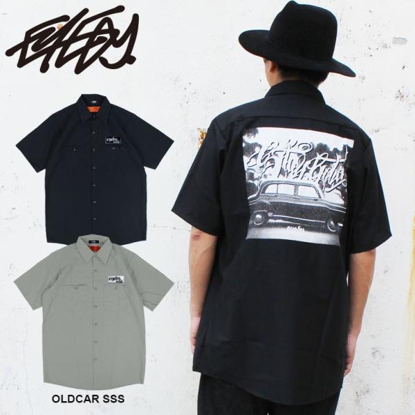 EYEDY アイディー OLDCAR SSS ワークシャツ メンズ 半袖 S M L XL GRAY...