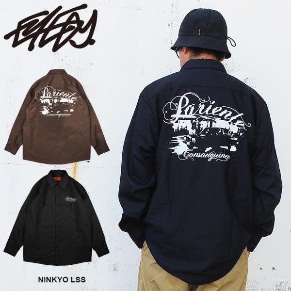 EYEDY アイディー ワークシャツ メンズ 長袖 NINKYO LSS BROWN BLACK ブ...