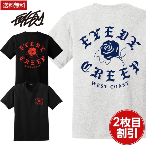 送料無料 EYEDY アイディー メンズ CREEP 薔薇 ローズ ロック 半袖 tシャツ ブランド...