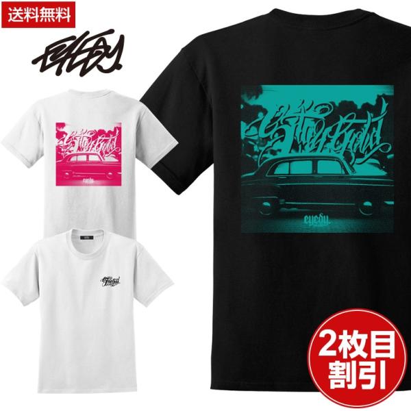 EYEDY アイディー OLDCAR ショートスリーブTシャツ 大きいサイズ WHTIE BLACK...