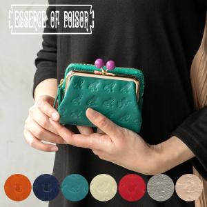 oeillet レディース 二つ折り財布 がま口 本革 小銭入れ付き 木