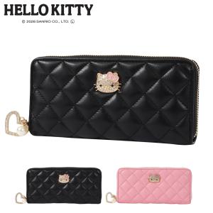ハローキティ 長財布 ラウンドファスナー キルティング レディース KT-W5271 HELLO KITTY ラインストーン ハート｜サックスバーYahoo!店