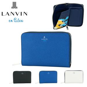 ランバンオンブルー 二つ折り財布 大きめ 本革 レザー メンズ 533604 ネビュラ LANVIN en Bleu ラウンドファスナー ミドル財布 牛革｜sacsbar