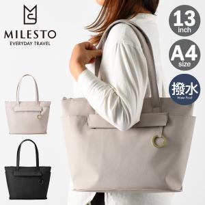 ミレスト トートバッグ A4 13インチ プント・エ・リーネア 撥水 レディース MLS897 MILESTO Punto＆Linea ビジネスバッグ キャリーオンバッグ シンプル｜sacsbar