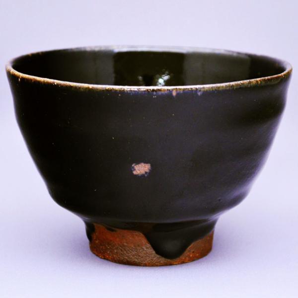 茶道具 茶碗　濱田 晋作 造　益子焼 黒釉茶碗