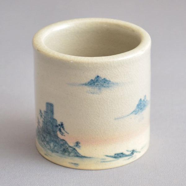 蓋置　茶道具　土居博幸 作　尾戸焼 山水ノ絵蓋置