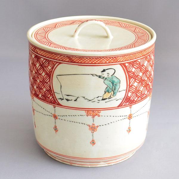 水指　茶道具　榊原勇一 作　赤絵唐子紋水指