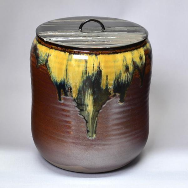 水指　茶道具　初代 鬼丸雪山 作　高取焼一重口　水指