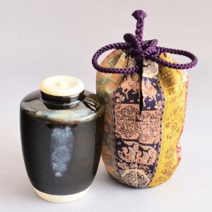 茶道具 濃茶器 仕服おまかせ 京焼 肩衝茶入 緑色系 正絹仕覆付 紙箱入