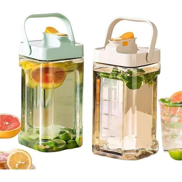 麦茶ポット 耐熱 蓋付き 洗いやすい 横置き 食洗機対応 ウォーターボトル 冷蔵庫 かわいい ピッチ...