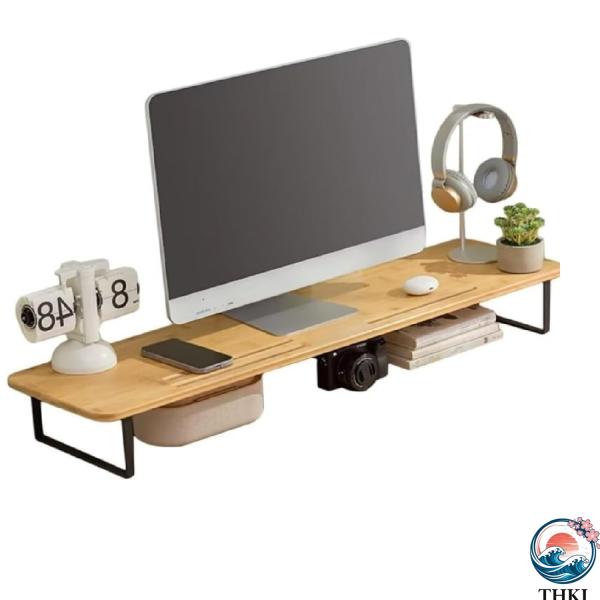 机上台 モニター台 パソコン台 モニタースタンド 60 80cm 木製天板 PC台卓上 パソコンスタ...