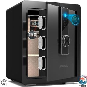 耐火金庫 金庫 家庭用 鍵付きボックス 耐火 指紋認証 床 壁に固定可能 小型金庫 ミニ金庫 キャッシュボックス 盗難防止 警報アラーム 使い勝手抜群