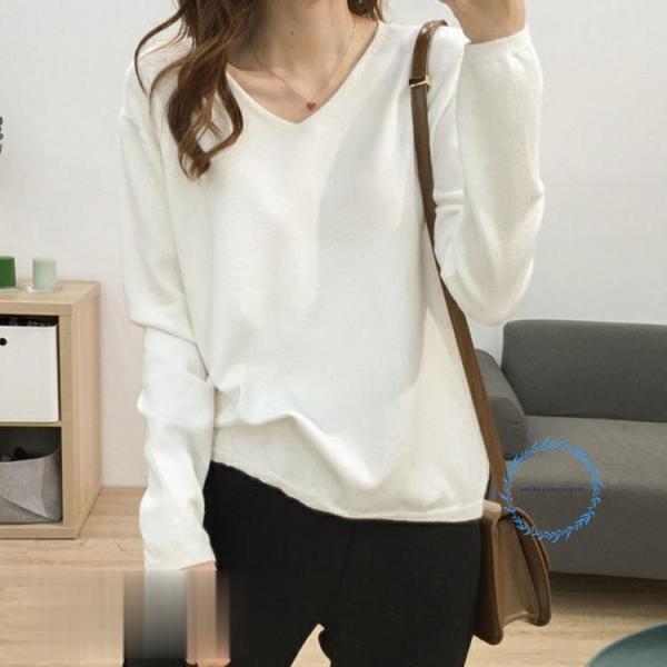 サマーニット レディース 長袖 秋 トップス Vネック 無地 柔らかい ニット セーター ニットセー...