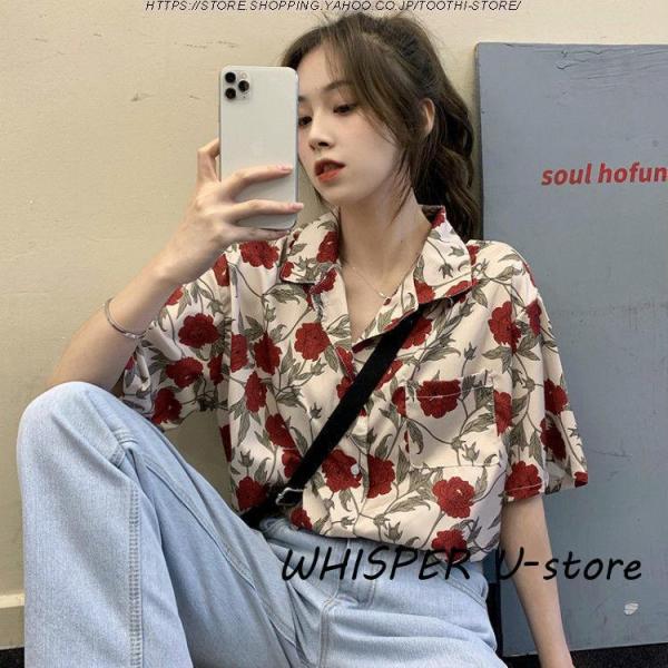 アロハシャツ レディースシャツ 春夏秋 開襟シャツ ハワイシャツ 半袖 ゆったり カジュアルシャツ ...