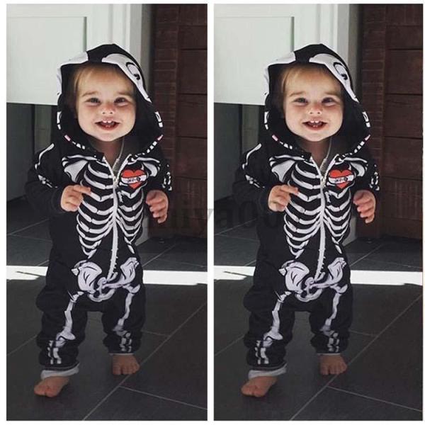 ハロウィン コスプレ 子供 髑髏 コスプレ 衣装 着ぐるみ コスチューム キッズ ベビー フード付 ...