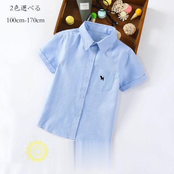 男の子 フォーマル シャツ 発表会 かっこいい 男の子 半袖 シャツ ホワイト ブルー カジュアル ...