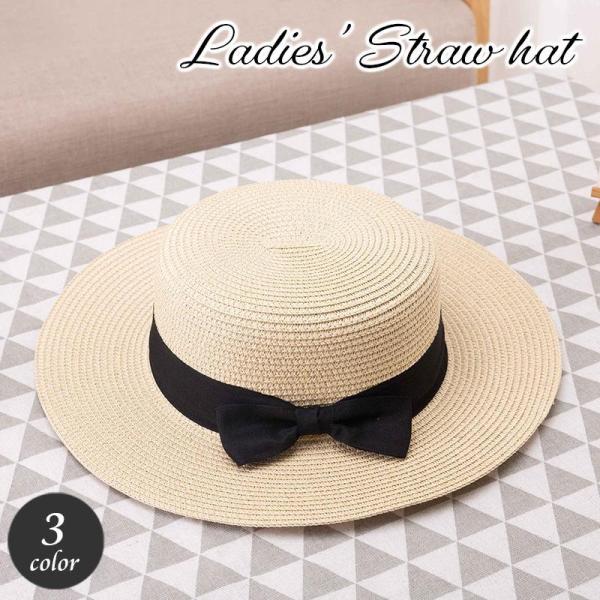 麦わら帽子 レディース カンカン帽 ストローハット ぼうし リボン おしゃれ かわいい レトロ ナチ...