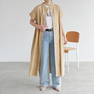 シャツワンピース ウエスト切替え 綿ポプリン ...の詳細画像2